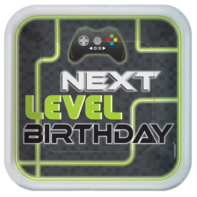 Level Up 9" Square Plates 8ct - Premium Party Distribution