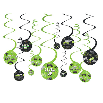 Level Up Spiral Decorations 12pc - Premium Party Distribution