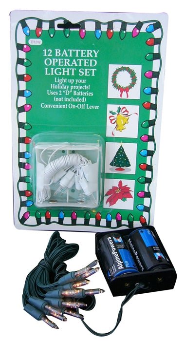 Light Set - 12 White Lights on Green Cord - Premium Party Distribution