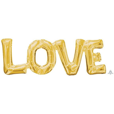 LOVE - Phrase GOLD (PKG) 25inx9in - Air - fill Valved - Premium Party Distribution