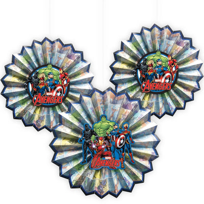 Marvel Avengers Powers Unite™ Paper Fan Decoration 3pc - Premium Party Distribution