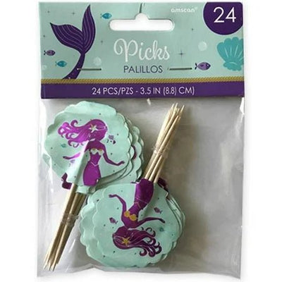 Mermaid Wishes Cupcake Toppers Picks 24ct - Amscan - Premium Party Distribution