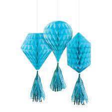 Mini Blue Honeycomb Decorations 3pc - Premium Party Distribution