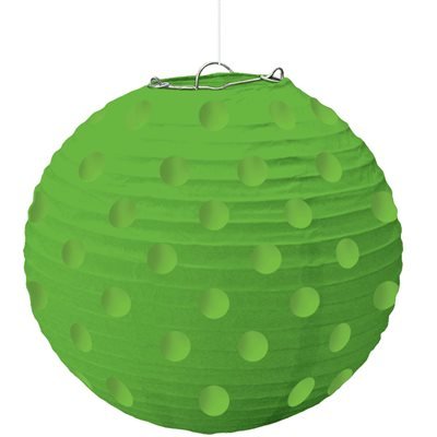 Mini Green With Gold Polka Dots Paper Lanterns 5pc - Premium Party Distribution