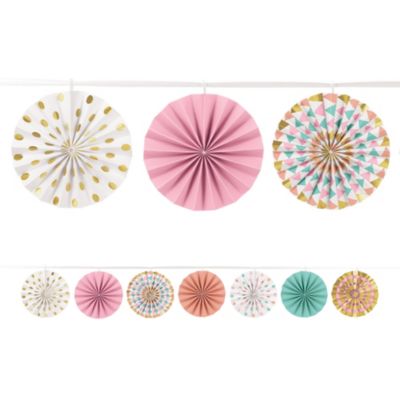 Mini Paper Fan Pastel Confetti Garland 12ft - Premium Party Distribution