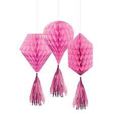 Mini Pink Honeycomb Decorations 3pc - Premium Party Distribution