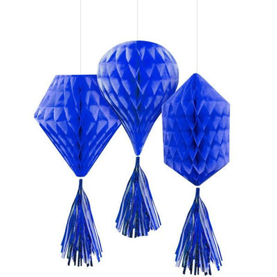 Mini Royal Blue Honeycomb Decorations 3pc - Premium Party Distribution