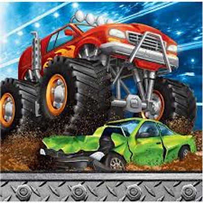 Monster Truck Rally Beverage Napkins 16ct - Premium Party Distribution