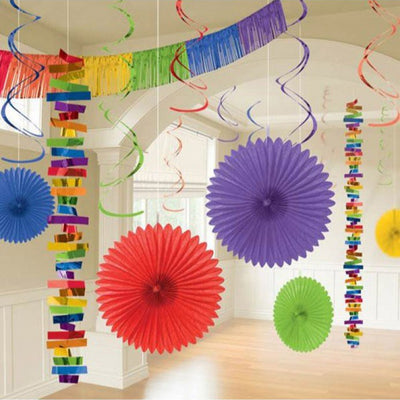 Multi - Colored Rainbow Room Decorating Kit 18pc - Premium Party Distribution