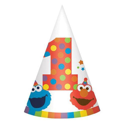 Party Hats - Elmo Turns One (8ct) - Premium Party Distribution
