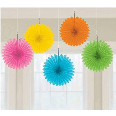 Pastel Rainbow Mini Hanging Fans 5ct - Premium Party Distribution