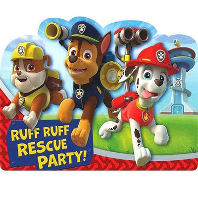 Paw Patrol 8 Invitation Cards - Premium Party Distribution
