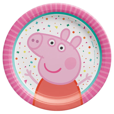 Peppa Pig Confetti Party 7" Round Plate 8ct - Amscan - Premium Party Distribution