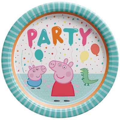 Peppa Pig Confetti Party 9" Round Plate 8ct - Amscan - Premium Party Distribution