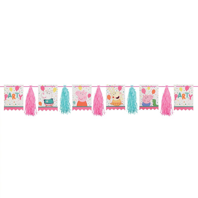 Peppa Pig Confetti Party Pennant Tassel Garland 10ft - Amscan - Premium Party Distribution