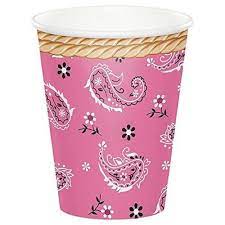 Pink Bandana Cowgirl 9oz Cups 8ct - Premium Party Distribution