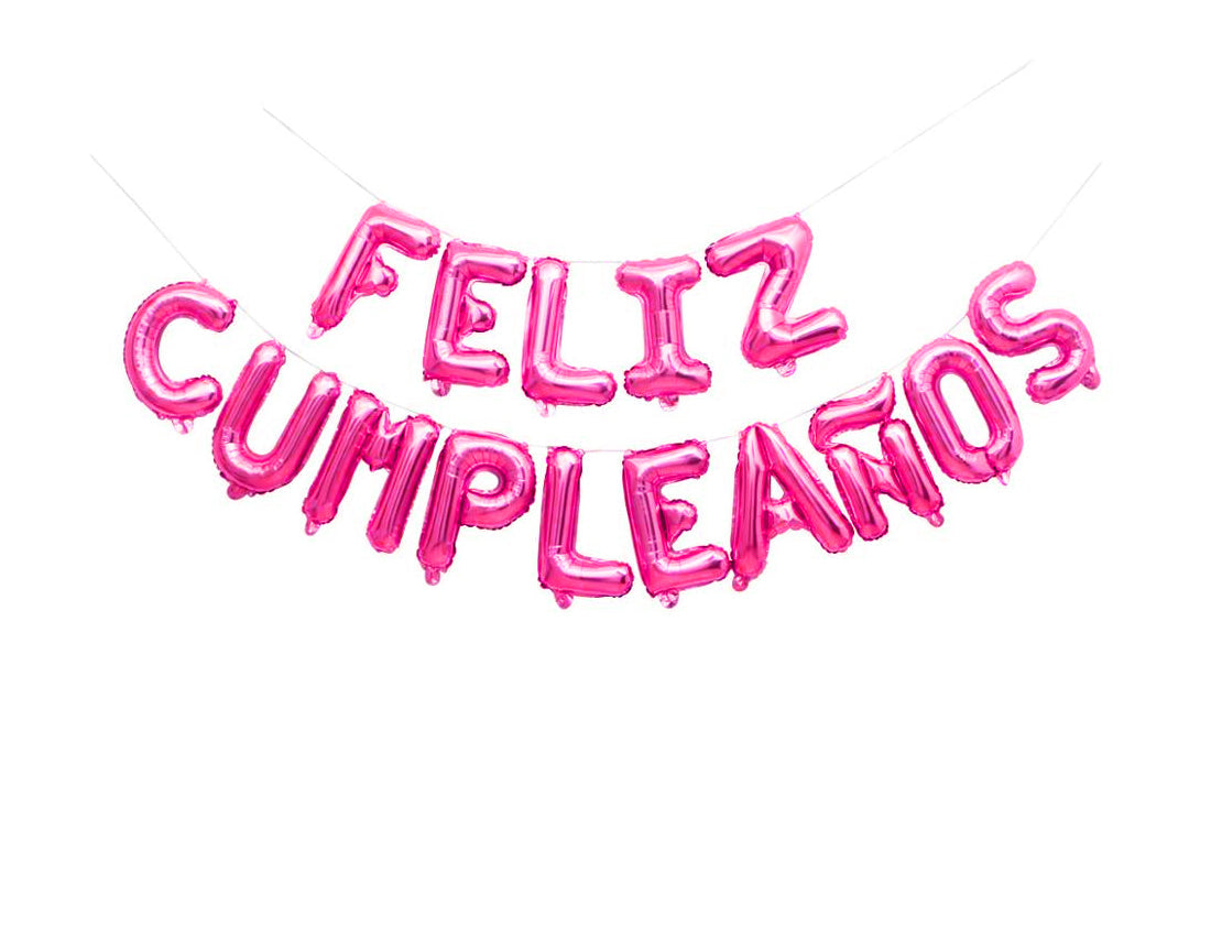 Feliz Cumpleanos 16" Pink Foil Balloon Banner