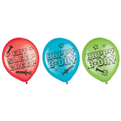 Pixel Party 12" Latex Balloons 6ct - Premium Party Distribution