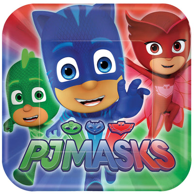 PJ Masks 7" Square Plates 8ct - Premium Party Distribution