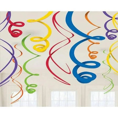 Rainbow Swirl Decoration 12pc - Premium Party Distribution