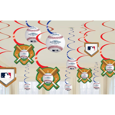 Rawlings™ Baseball Value Pack Swirl Decorations 12pc - Premium Party Distribution