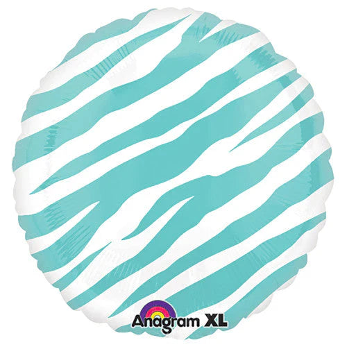 Anagram 18" Robins Egg Blue Zebra Print Balloon