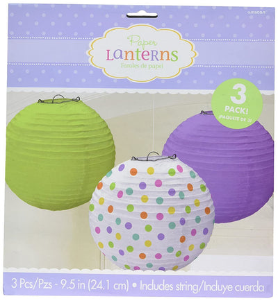 Round Baby Brights Chevron Stripes Modern Paper Lanterns 3pc - Premium Party Distribution