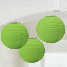 Round Green Paper Lanterns 3pc - Premium Party Distribution