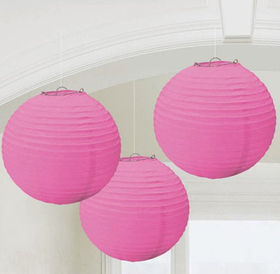 Round Pink Paper Lanterns 3pc - Premium Party Distribution