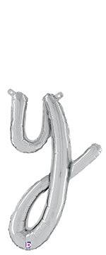 Script Letter Y - Silver - Premium Party Distribution