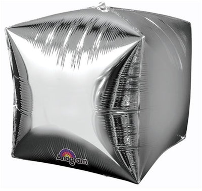 SILVER - CUBEZ - Dimensional Foil Balloon (Pkg of 3) - Premium Party Distribution