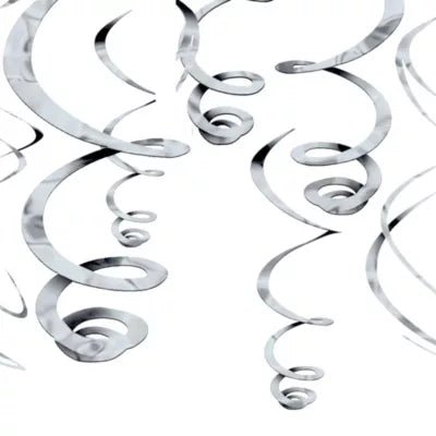 Silver Swirl Decoration 12pc - Premium Party Distribution