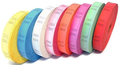 Single Raffle Tickets - Assorted Colors (2000/roll) - Premium Party Distribution