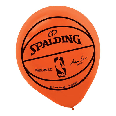Spalding Basketball 12" Printed Latex Balloons 6ct - Premium Party Distribution