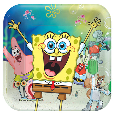 SpongeBob© 9" Square Plates 8ct - Premium Party Distribution