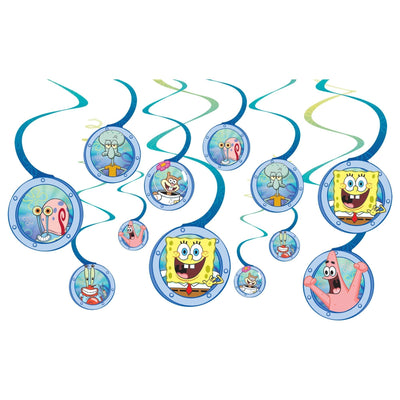 SpongeBob© Spiral Decorations 12pc - Premium Party Distribution