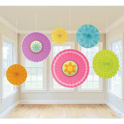 Spring Paper Fan Decorations 6ct - Amscan - Premium Party Distribution