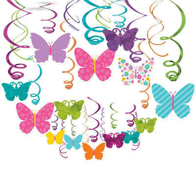 Summer Butterfly Hanging Swirl (30ct) - Premium Party Distribution