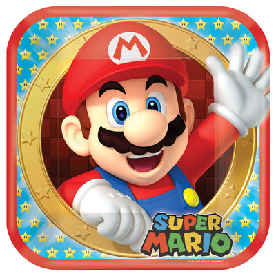 Super Mario Brothers™ Square Plates, 9" 8ct - Premium Party Distribution