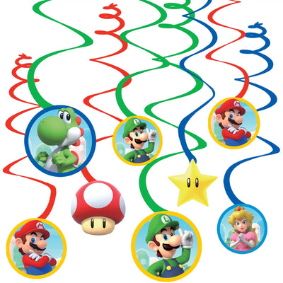 Super Mario Brothers™ Value Pack Foil Swirl Decorations - Amscan - Premium Party Distribution