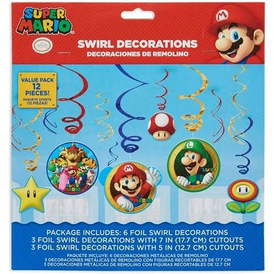 Super Mario Brothers™ Value Pack Foil Swirl Decorations - Amscan - Premium Party Distribution