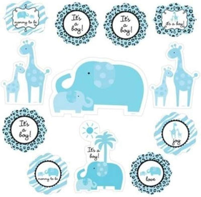 Sweet Safari Baby Boy Shower Cutouts 12pc - Premium Party Distribution