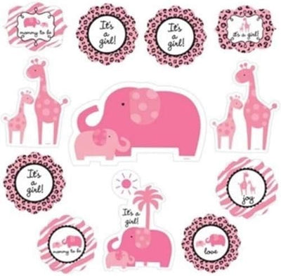Sweet Safari Baby Girl Shower Cutouts 12pc - Premium Party Distribution