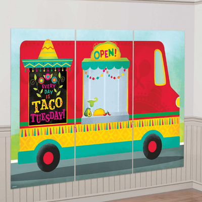Taco Truck Wall 32.5in x 65in Scene Setter 1ct - Amscan - Premium Party Distribution