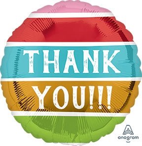 THANK YOU Striped Colors (PKG) - Standard HX - Round Foil Balloon - Premium Party Distribution