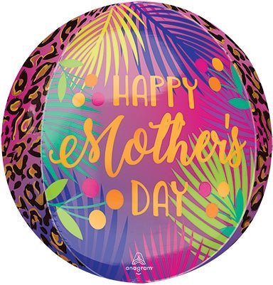Tropical Happy Mothers Day ORBZ (PKG) - Dimensional Round Multi - Film Balloon - Premium Party Distribution