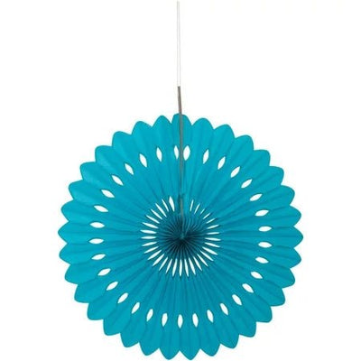 Turquoise Hanging Fan Decoration 1ct - Premium Party Distribution