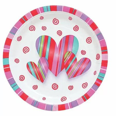 Unique Hearts and Stripes 7" Plates - Premium Party Distribution