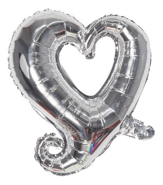 Winner Party 14" Silver Hollow Hook Heart Balloon - Premium Party Distribution