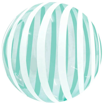 Winner Party 18" Crystal Green Stripe Bubble Balloon - Premium Party Distribution